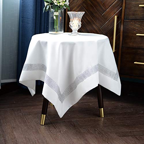 ARTABLE Quadratisches Tischdecke Modernes Tischdecken Tischdecke mit Diamanten Geeignet für Restaurant Hochzeit Kaffee Outdoor Party Urlaub Tisch Verwenden (Offwhite, 85 x 85 cm) von ARTABLE