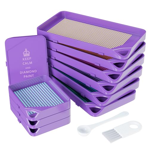 ARTDOT 10 PCS Interlocking Diamond Painting Schiffchen Set, Stackable Tablett als Diamond Painting Zubehör für Diamant Painting Bilder Erwachsene, Violett von ARTDOT