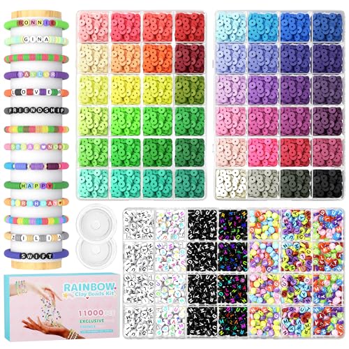 ARTDOT Clay Buchstabe Perlen für Schmuck Freundschaftsarmbänder Selber Machen, 11000 PCS Alphabet Geschenk Mädchen Herz Perlen Kit von ARTDOT