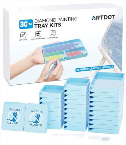 ARTDOT 30 PCS Stackable Diamond Painting Schiffchen, Interlocking Tablett als Diamond Painting Zubehör für Diamant Painting Bilder Erwachsene, Blau von ARTDOT