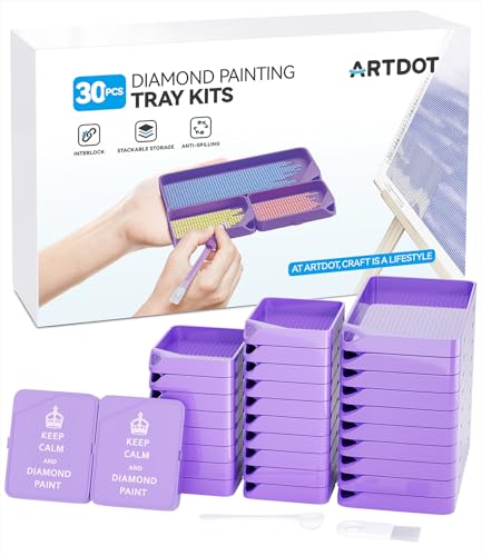 ARTDOT 30 PCS Stackable Diamond Painting Schiffchen, Interlocking Tablett als Diamond Painting Zubehör für Diamant Painting Bilder Erwachsene, Violett von ARTDOT