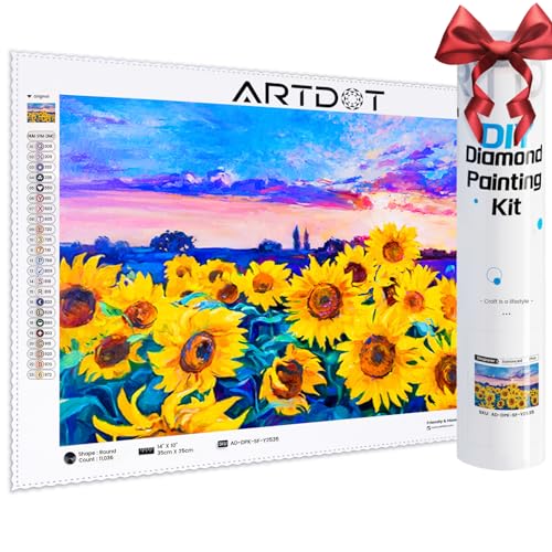 ARTDOT Lizenzierte 5D Diamond Painting Erwachsene Set, DIY Diamant Painting Bilder für Dekoration Wohnzimmer, mit Zubehör als Geschenk für Männer Mama Oma, Sonnenblume Blumen, 25×35cm von ARTDOT