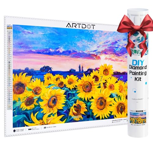 ARTDOT Lizenzierte 5D Diamond Painting Erwachsene Set 35×50cm, DIY Diamant Painting Bilder für Dekoration Wohnzimmer, mit Zubehör als Geschenk für Männer Mama Oma, Sonnenblume Blumen von ARTDOT