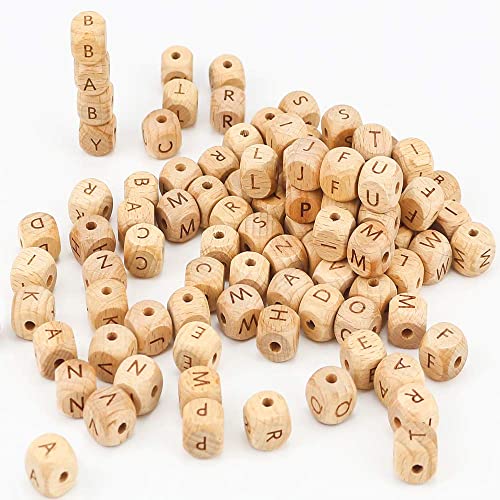 ARTESTAR 100 Stück Holzperlen mit Buchstaben Holzbuchstaben Perlen 12mm Holzperlen Buchstaben zum Auffädeln für DIY Handwerk Armband Schmuck von ARTESTAR