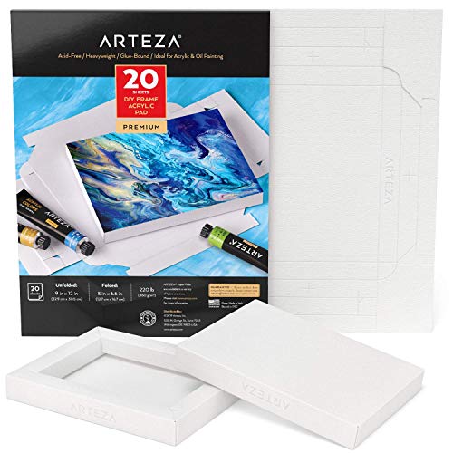 Arteza DIY-Rahmen, Acrylmalblock, 12.7 x 16.7 cm, 20 Blatt, schweres Acrylpapier, 360 g/m², säurefrei, Art Block für Malerei und Kunst mit Mischtechniken von ARTEZA