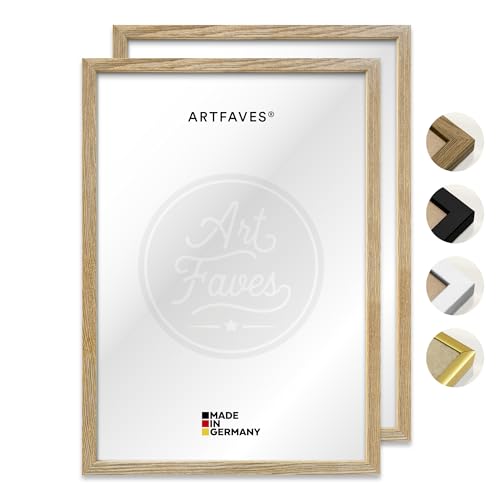 ARTFAVES® Bilderrahmen Set - 2 Stück aus Holz - 13 x 18 cm - EICHE natur - Holz Rahmen, Fotorahmen, Posterrahmen für Collage, mit Schutzfolie von ARTFAVES