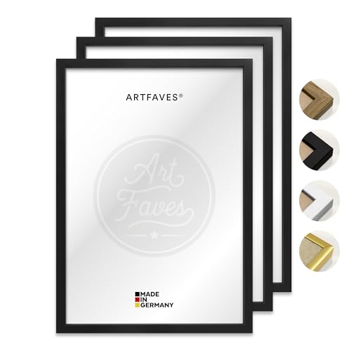 ARTFAVES® Bilderrahmen Set - 3 Stück aus Holz - 13 x 18 cm - SCHWARZ - Holz Rahmen, Fotorahmen, Posterrahmen für Collage, mit Schutzfolie von ARTFAVES