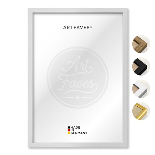 ARTFAVES® Bilderrahmen aus Holz - 21 x 30 cm - WEISS natur - Holz Rahmen, Fotorahmen, Posterrahmen für Collage, mit Schutzfolie von ARTFAVES