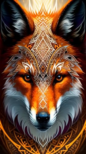 ARTGOTO Diamond Painting Eckige Steine Groß XXL Bilder Erwachsene,40x70cm Fuchs A,5D Diamant Painting Set Viereckige Quadratische Steine mit Zubehör Für Wohnzimmer Dekoration von ARTGOTO