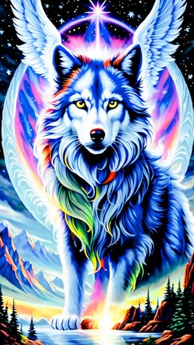 ARTGOTO Diamond Painting Eckige Steine Groß XXL Bilder Erwachsene,40x70cm Wolf A,5D Diamant Painting Set Viereckige Quadratische Steine mit Zubehör Für Wohnzimmer Dekoration von ARTGOTO