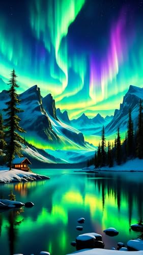 ARTGOTO Diamond Painting Eckige Steine Groß XXL Bilder Erwachsene,70x40cm Landschaft Aurora Polarlichter B,5D Diamant Painting Set Viereckige Quadratische Steine mit Zubehör Für Wohnzimmer Dekoration von ARTGOTO