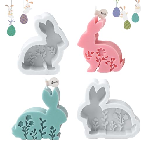 ARTGUTS 2Pcs Osterhase Silikonform,Kaninchen Gießformen für Ostern,Ostern Silikonform,Kaninchen Gipsform,DIY Ostern Geschenk Geschenke,Sojawachs Kerzen von ARTGUTS