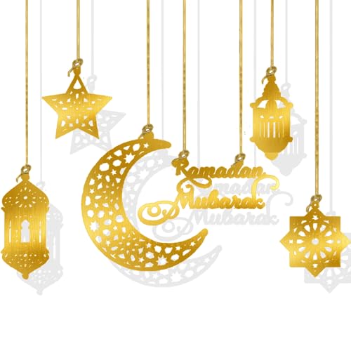 ARTGUTS 6 Stück Ramadan Kareem Dekoration,Anhänger Ornament,Acryl Eid Mubarak Ornamente,Windlicht Mond Sternform für Eid Mubarak Dekorationen,Party und Islamische Feste,Wand- Fenster-Bäume-Dekoration ARTGUTS 6 Stück Ramadan Kareem Dekoration,Anhänger Ornament,Acryl Eid Mubarak Ornamente,Windlicht Mond Sternform für Eid Mubarak Dekorationen,Party und Islamische Feste,Wand- Fenster-Bäume-Dekoration von ARTGUTS