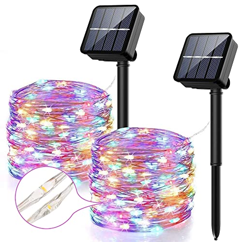 ARTINABS Solar Lichterkette Außen,120LED Lichterketten Aussen [2 Stück], 8 Modi Lichterkette Wasserdicht PVC Weihnachtsbeleuchtung Lichterkette für Balkon,Gartendeko,Bäume,Terrasse,Hochzeiten (Bunt) von ARTINABS