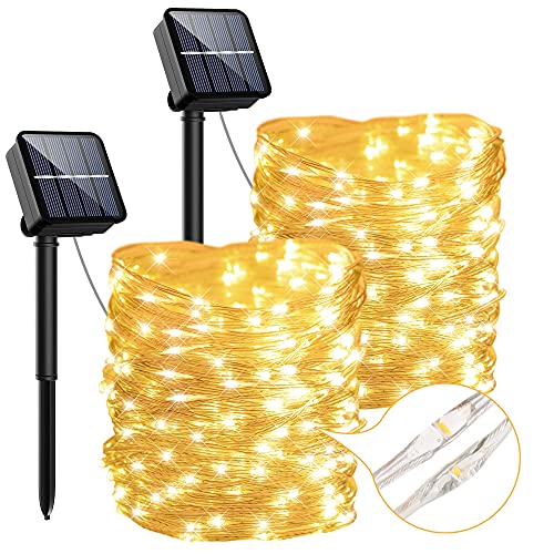 Solar Lichterkette Außen,120LED Lichterketten Aussen [2 Stück], 8 Modi Lichterkette Wasserdicht PVC Weihnachtsbeleuchtung Lichterkette für Balkon,Gartendeko,Bäume,Terrasse,Hochzeiten (Warmweiß) von ARTINABS