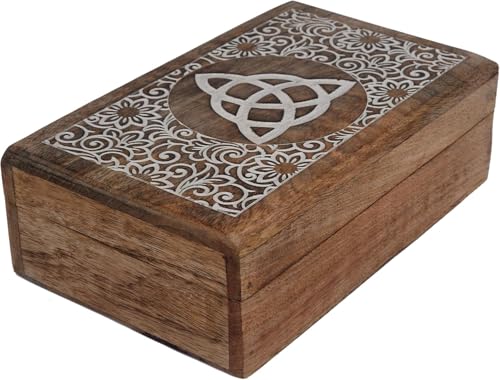 Handgefertigte Schmuckschatulle aus Holz für Heimdekoration, keltisches Triquetra-Design, handgefertigtes Andenken, Schmuckkästchen, Schatztruhe für Box, Mehrzweck-Organizer, Bürodekoration, 20,3 x von ARTISENIA