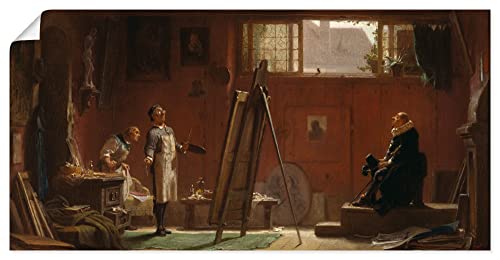 ARTland Poster Kunstdruck Wandposter Bild ohne Rahmen 100x50 cm Atelier Studio Staffelei Künstler Der Portraitmaler 1858 Biedermeier Carl Spitzweg T7LT von ARTLAND