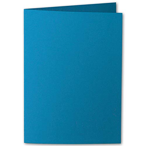 ARTOZ 100x DIN B6 Faltkarten - Petrol (Blau) gerippt 120 x 169 mm Klappkarten blanko - Karten zum selbstgestalten mit 220 g/m² edle Egoutteur-Rippung - Serie 1001 von ARTOZ