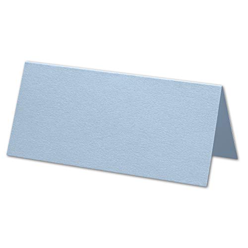 ARTOZ 100x Tischkarten - Pastellblau (Blau) - 45 x 100 mm blanko Platz-Kärtchen - Faltkarten für festliche Tafel - Tischdekoration - 220 g/m² gerippt von ARTOZ