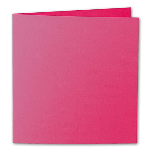 ARTOZ 10x quadratische Faltkarten - Fuchsia (Pink) - 155 x 155 mm Karten blanko zum Selbstgestalten - 220 g/m² gerippt von ARTOZ