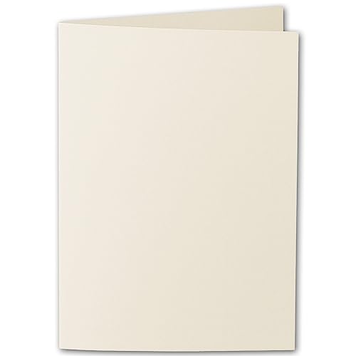 ARTOZ 150x DIN A5 Faltkarten - Chamois (Creme) gerippt 148 x 210 mm Klappkarten hochdoppelt - Blanko Doppelkarte mit 220 g/m² edle Egoutteur-Rippung von ARTOZ