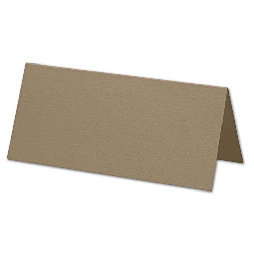 ARTOZ 150x Tischkarten - Taupe (Braun) - 45 x 100 mm blanko Platz-Kärtchen - Faltkarten für festliche Tafel - Tischdekoration - 220 g/m² gerippt von ARTOZ