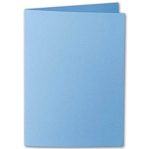 ARTOZ 25x DIN B6 Faltkarten - marienblau (Blau) gerippt 120 x 169 mm Klappkarten blanko - Karten zum selbstgestalten mit 220 g/m² edle Egoutteur-Rippung - Serie 1001 von ARTOZ