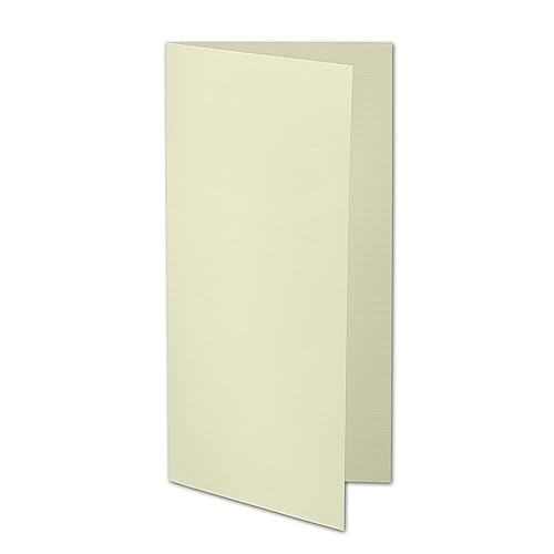 ARTOZ 25x DIN Lang Faltkarten - Creme (Chamois) gerippt 210 x 105 mm Klappkarten - Blanko Doppelkarte mit 220 g/m² edle Egoutteur-Rippung von ARTOZ