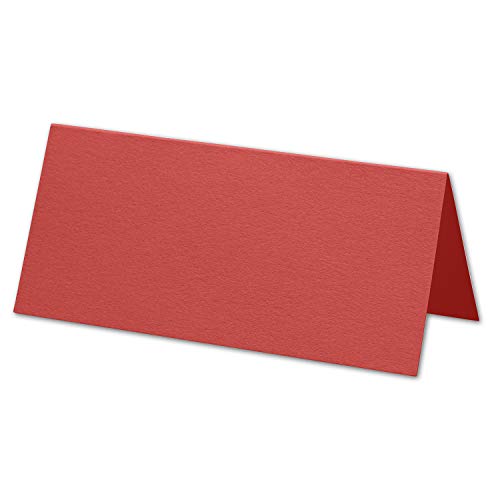 ARTOZ 25x Tischkarten - Rot (Rot) - 45 x 100 mm blanko Platz-Kärtchen - Faltkarten für festliche Tafel - Tischdekoration - 220 g/m² gerippt von ARTOZ