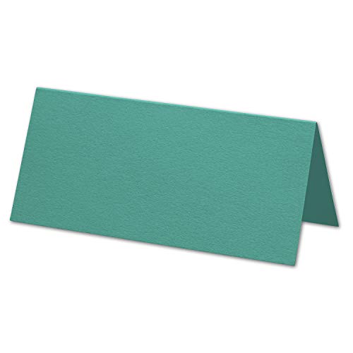 ARTOZ 25x Tischkarten - Tropical Green (Türkis) - 45 x 100 mm blanko Platz-Kärtchen - Faltkarten für festliche Tafel - Tischdekoration - 220 g/m² gerippt von ARTOZ