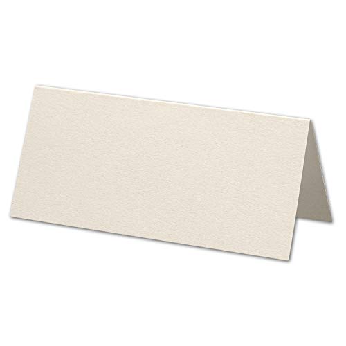 ARTOZ 400x Tischkarten - Ivory-Elfenbein (Creme) - 45 x 100 mm blanko Platz-Kärtchen - Faltkarten für festliche Tafel - Tischdekoration - 220 g/m² gerippt von ARTOZ