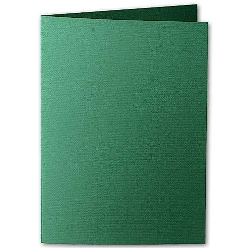 ARTOZ 50x DIN A5 Faltkarten - Racing Green (Grün) gerippt 148 x 210 mm Klappkarten hochdoppelt - Blanko Doppelkarte mit 220 g/m² edle Egoutteur-Rippung von ARTOZ