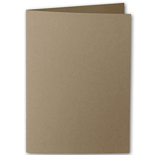 ARTOZ 25x DIN B6 Faltkarten - Taupe (Braun) gerippt 120 x 169 mm Klappkarten blanko - Karten zum selbstgestalten mit 220 g/m² edle Egoutteur-Rippung - Serie 1001 von ARTOZ