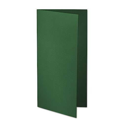 ARTOZ 50x DIN Lang Faltkarten - Grün (Racing Green) gerippt 210 x 105 mm Klappkarten - Blanko Doppelkarte mit 220 g/m² edle Egoutteur-Rippung von ARTOZ