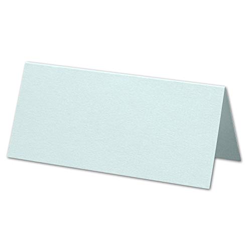 ARTOZ 50x Tischkarten - Himmelblau (Blau) - 45 x 100 mm blanko Platz-Kärtchen - Faltkarten für festliche Tafel - Tischdekoration - 220 g/m² gerippt von ARTOZ