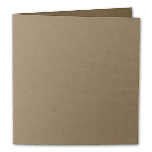 ARTOZ 50x quadratische Faltkarten - Taupe (Braun) - 155 x 155 mm Karten blanko zum Selbstgestalten - 220 g/m² gerippt von ARTOZ