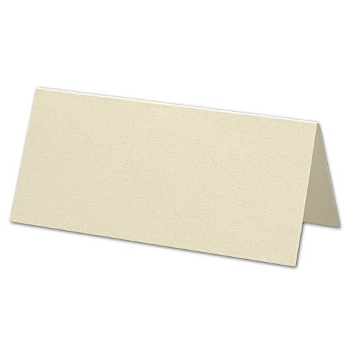 ARTOZ 75x Tischkarten - Chamois (Creme) - 45 x 100 mm blanko Platz-Kärtchen - Faltkarten für festliche Tafel - Tischdekoration - 220 g/m² gerippt von ARTOZ