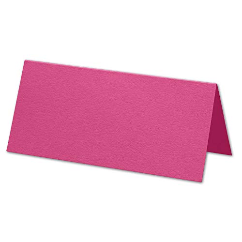ARTOZ 75x Tischkarten - Fuchsia (Pink) - 45 x 100 mm blanko Platz-Kärtchen - Faltkarten für festliche Tafel - Tischdekoration - 220 g/m² gerippt von ARTOZ