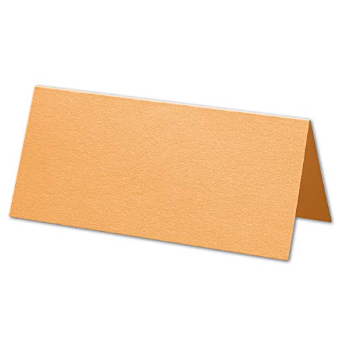 ARTOZ 75x Tischkarten - Mango (Orange) - 45 x 100 mm blanko Platz-Kärtchen - Faltkarten für festliche Tafel - Tischdekoration - 220 g/m² gerippt von ARTOZ