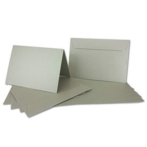 ARTOZ NORDANA 100x DIN A6 Faltkarten-Set mit DIN C6 Umschlägen - olive glow - 300 g/m² - 10,5 x 14,8 cm - schimmerndes Papier zum Basteln & Drucken von ARTOZ