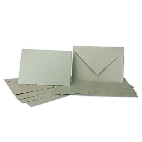 ARTOZ NORDANA 15x DIN B6 Faltkarten-Set mit DIN B6 Umschlägen - olive glow - 300 g/m² - 12 x 16,9 cm - schimmerndes Papier zum Basteln & Drucken von ARTOZ