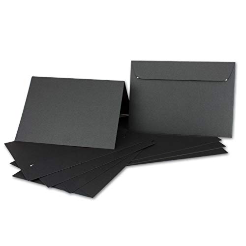 ARTOZ NORDANA 25x DIN A6 Faltkarten-Set mit DIN C6 Umschlägen - black glow - 300 g/m² - 10,5 x 14,8 cm - schimmerndes Papier zum Basteln & Drucken von ARTOZ