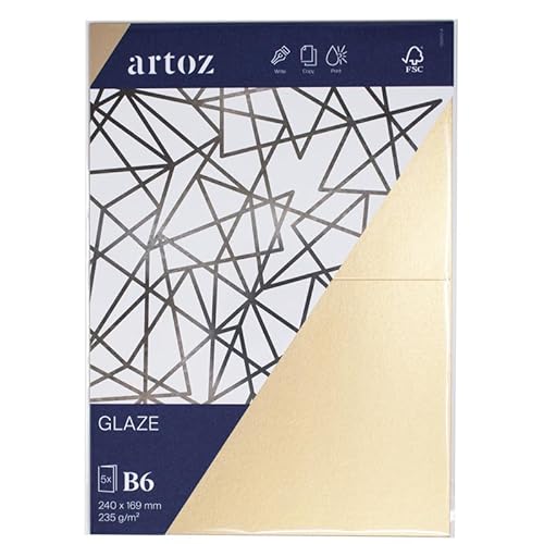 Artoz Glaze Karton, B6, bronze shine, 5 Stück, 240 x 169 mm, 235 g/m², FSC®-Zertifiziert von ARTOZ