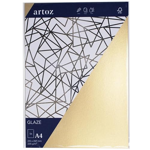 Artoz Glaze Papier, A4, 235g/m², Glänzend, Schimmernde Optik, FSC®-Zertifiziert, 5 Stück von ARTOZ