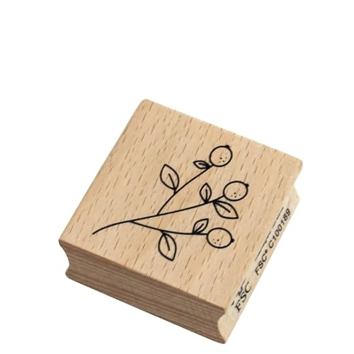 Artoz Holzstempel mit Blumenmuster: rote Beeren, 40 x 40 x 19 mm, Buche, Schweizer Design, FSC®-zertifiziert von ARTOZ