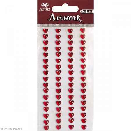 Artoz Papier AG - Artwork Sticker Strasssteine selbstklebend Herzen 5mm rot von ARTOZ