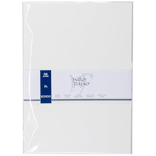 Artoz Rondo Büttenpapier, 105g/m², A4, 5 Stück, Säureneutral, Weiche Haptik, Büttenrand, FSC®-Zertifiziert von ARTOZ