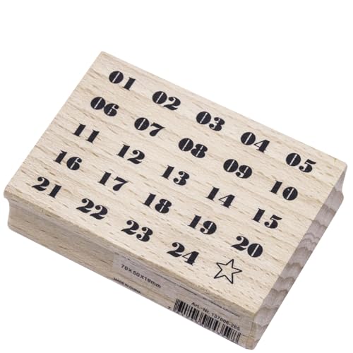 Artoz Stempel – Holzstempel – „Adventskalender“ – 70 x 50 mm – Motivstempel zum Kartenbasteln für Weihnachten, Einladungen, Grüße von ARTOZ