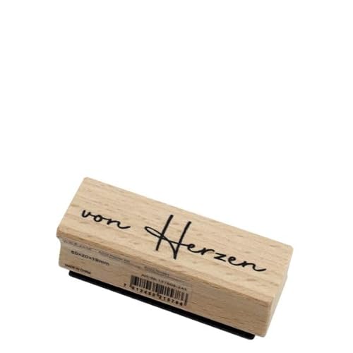 Artoz Stempel – Holzstempel – „Von Herzen“ – 60 x 20 mm – Motivstempel zum Kartenbasteln für Einladungen, Geburtstag, Grüße von ARTOZ