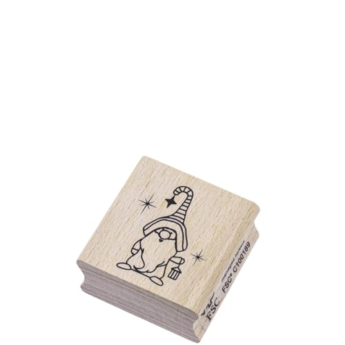 Artoz Stempel – Holzstempel – „Wichtel“ – 40 x 40 mm – Motivstempel zum Kartenbasteln für Weihnachten, Einladungen, Grüße von ARTOZ